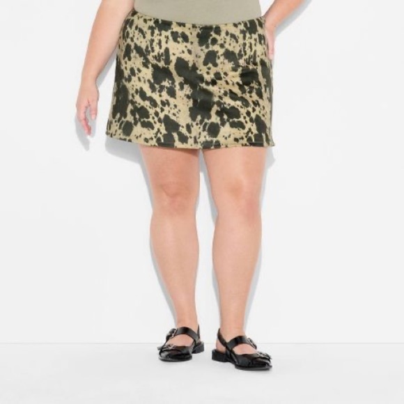 Tan Cow Print Faux-suede A-line skort from Wild Fable - NWT szXXL - Picture 2 of 3